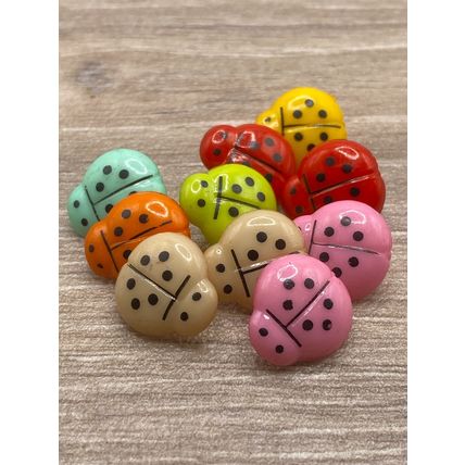 14mm Acrylic LadyBird Mixed Colours Shank Buttons Sewing Knitting Crafts