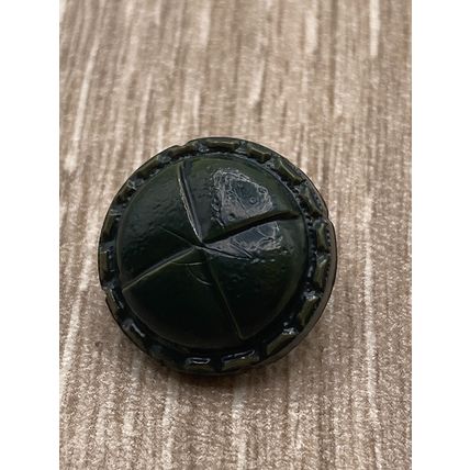 Shank Buttons Leather Look Very Dark Green With Stitched Edge Design Size 22mm