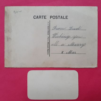 WW1 SILK EMBROIDERED POSTCARD ALLIED FLAG FOUR LEAF CLOVER INSERT POSTED