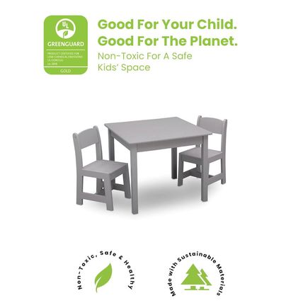 Delta Children Mysize Kids Wood Table and Chair Set (2 Chairs Included) - Ideal