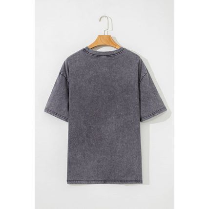 Medium Grey TEXAS Steer Head Graphic Mineral Wash Oversized T Shirt