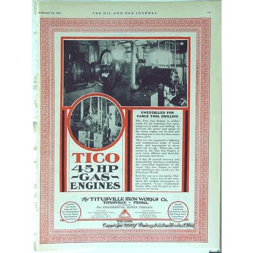 titusville iron works co 1928 gas oil well drilling engines vintage ad