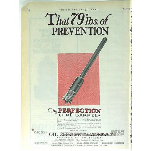 oil city iron works 1928 gas oil well drilling core barrel vintage ad