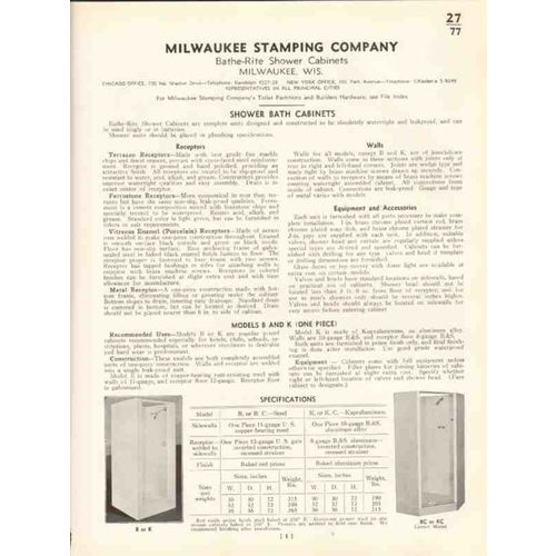 milwaukee stamping company 1938 bathe-rite shower vintage catalog