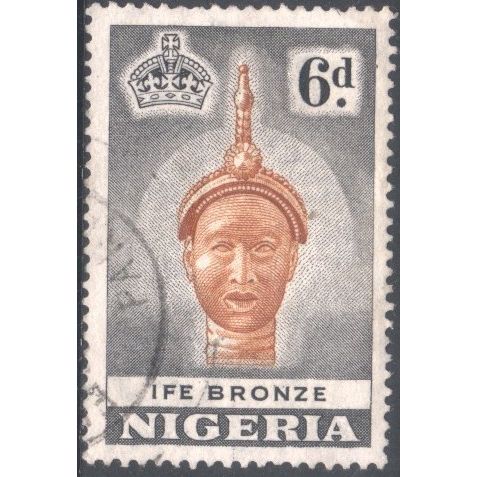 Nigeria 1953 - SG75 - 6d brown/black - Ife Bronze - used