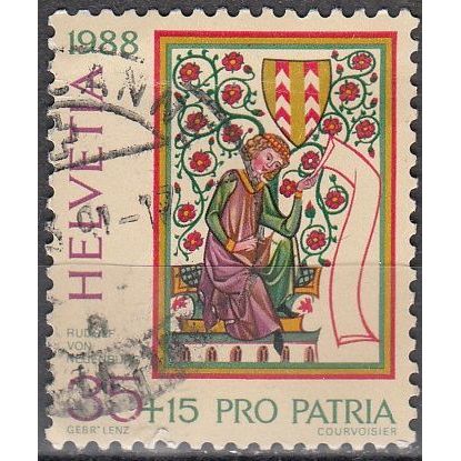 Helvetia 1988 Michel 1372 O Cote (2009) 0.60 € Tombe de Rudolf von Neuenburg