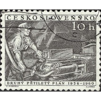 CZECHOSLOVAKIA, Mine worker, grey 1956, 10h