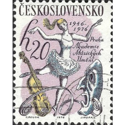 CZECHOSLOVAKIA, Prague Academy of Music and Dramatic Art, pink 1976, 25h