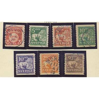 Sweden Stamps Scott #115 To 121, Used