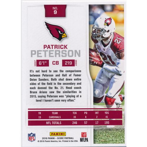2016 Score Football 9 Patrick Peterson Arizona Cardinals