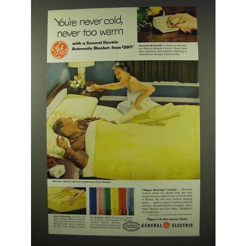 1956 General Electric Automatic Blanket Ad - Never Cold