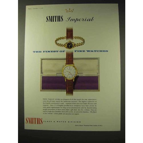 1959 Smiths Imperial Watch Ad - The Finest of Fine