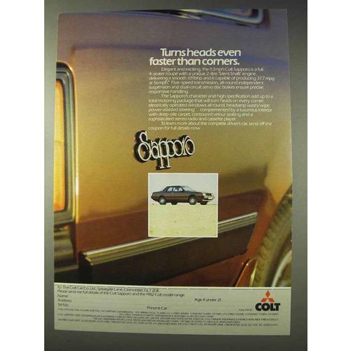 1982 Mitsubishi Colt Sapporo Car Ad - Turns Heads