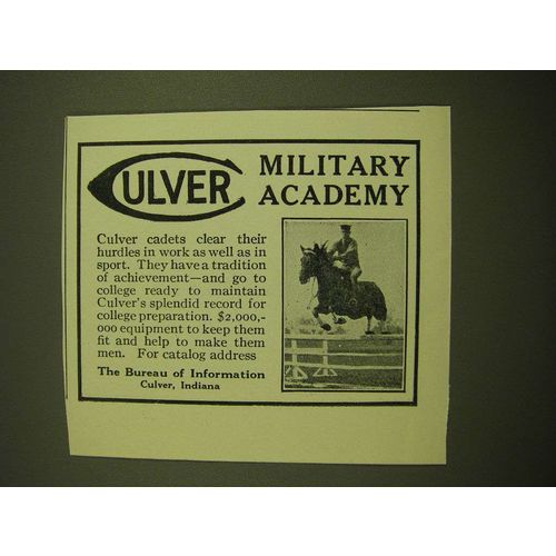 1924 Culver Military Academy Ad - Horse Jumping