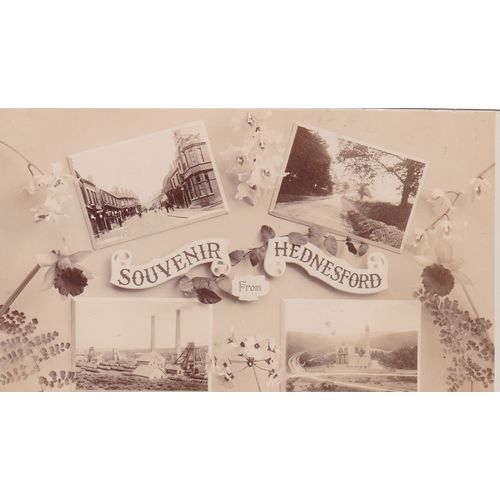 Sepia Multi View Souvenir from Hednesford Staffordshire Postcard (STS76062)