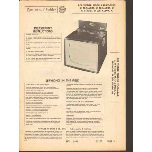 RCA VICTOR model KCS94 KCS94A TV television Sams Photofact manual