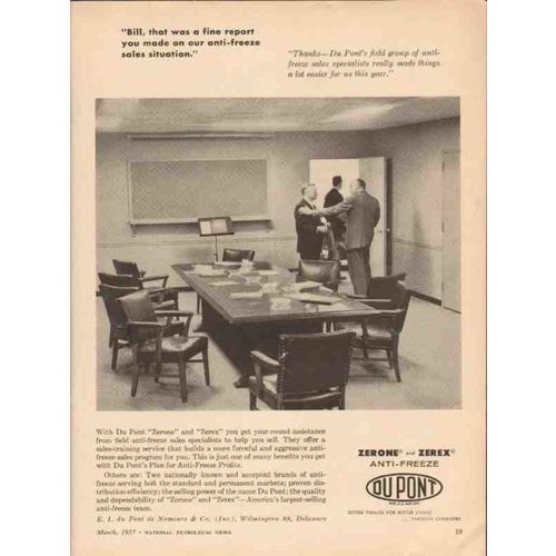 DU PONT 1957 Zerone Zerex anti-freeze sales situation vintage ad