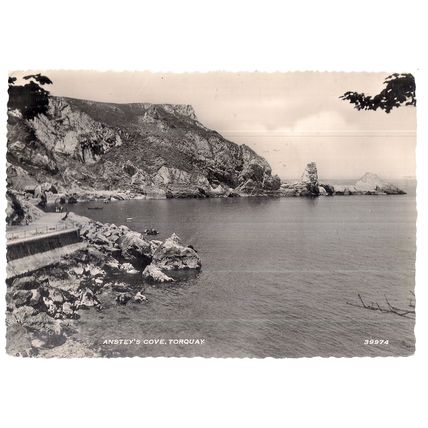 ANSTEY'S COVE, BABBACOMBE TORQUAY DEVON unused vint postcard RP Harvey Barton =