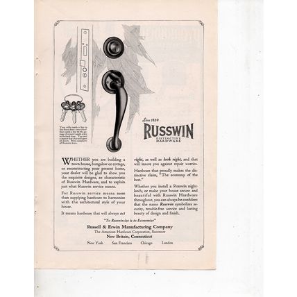 Russwin Door Hardware vintage Print Ad September 1923