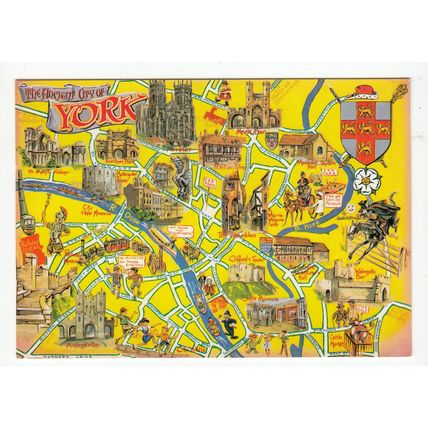The Ancient City of York Map Postcard 4