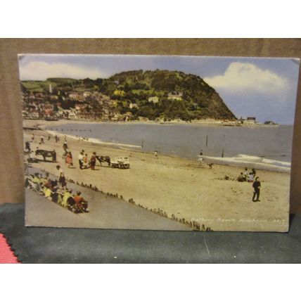 BATHING BEACH, MINEHEAD, SOMERSET used postcard by Blackmore 1964 postmark =