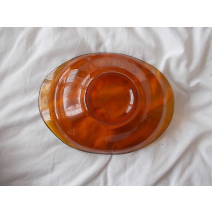 DISH / AMBER / OPAQUE DECORATIVE FROM 60S (03/02) # #