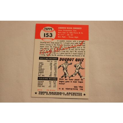 Andrew Andy Seminick 1991 Topps 1953 Archives NO. 153