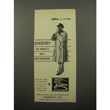 1950 Burberrys Weatherproof Coat Ad - Burberry the World's best weatherproof