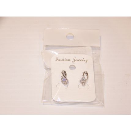 Terbos Jewelry Pierced Silver Earrings with Crystal NEW