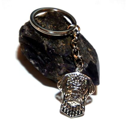 WIREHAIRED VIZSLA DOG KEY RING WITH KEY CHAIN & VELVET GIFT BAG