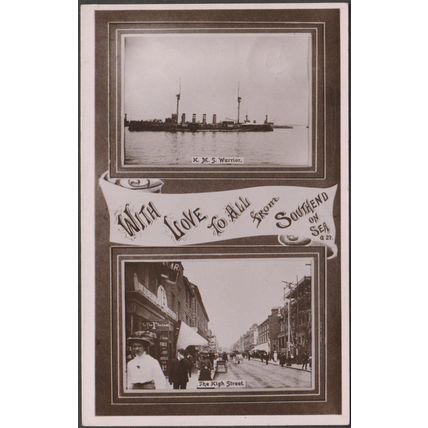 With Love To All From Southend on Sea, Essex, 1909 - Shamrock RP Postcard