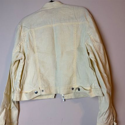 Ellen Tracy Women's Linen Blend Jacket Yellow Sz 14 Zip Up Snap Button Wristlets