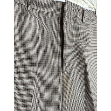 Checked High Rise Slim Wide Leg Crop Pants Brown/Grey/Navy Tones Damaged* Fabric