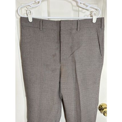Checked High Rise Slim Wide Leg Crop Pants Brown/Grey/Navy Tones Damaged* Fabric