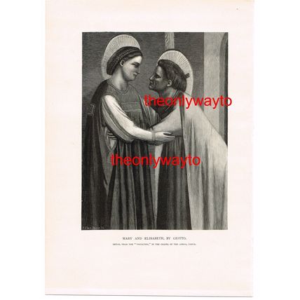 MARY AND ELIZABETH (DETAIL), GIOTTO, TIMOTHY COLE BOOK ILLUSTRATION, c1910