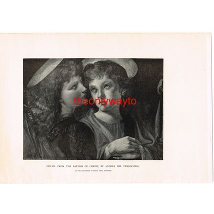 BAPTISM OF CHRIST, DETAIL, DEL VERROCCHIO, TIMOTHY COLE BOOK ILLUSTRATION, c1910