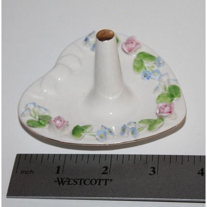 Cute Ring Holder Ear Ring Dish Heart Shaped Gift Floral Design Jewelry Trinket