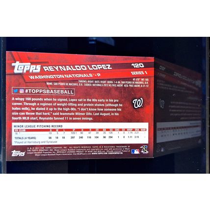 REYNALDO LOPEZ 2017 TOPPS ROOKIE BASEBALL CARD #120