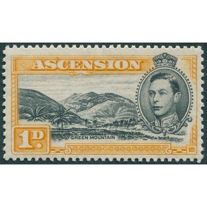 Ascension 1942 1d black & yellow-orange Perf 13 SG39b MNH