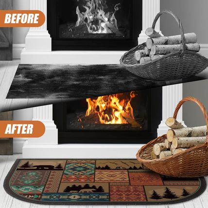 Demissle Fireplace Hearth Rug Fireplace Mats Cabin Southwestern Fireproof Fire R