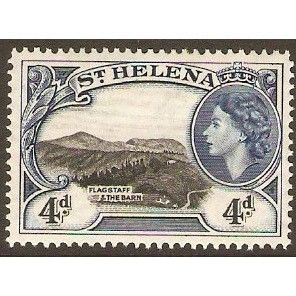 St Helena QEII 1953 4d Black & Deep Blue Mounted Mint MM SG 159 Sc 146 stamp