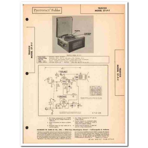 televox model 27-p-t 2-tube amplifier phonograph sams photofact manual