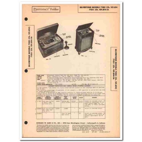 silvertone model 7085 7102 radio recorder phono sams photofact manual
