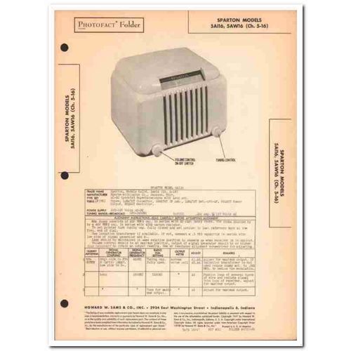 sparton model 5ai16 5aw16 5-tube am radio sams photofact manual