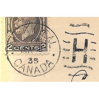 Montreal, Quebec giant "H" cancel, 1935,