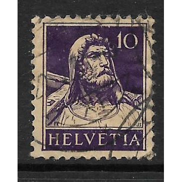 SWITZERLAND 1914 WILLIAM TELL 10c VIOLET ON BUFF SG 282 FINE USED#2