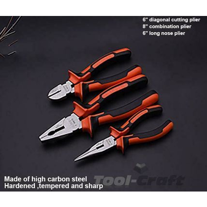 HARDEN pliers set 3 pcs cable cutter, combi, long nose, soft grip (HAR 560179)