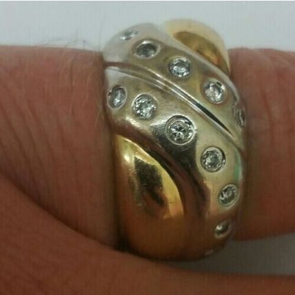 Antique 14K 2-Tone Gold .50ct Diamond Wedding Band,10.6gr,1930s