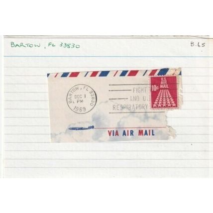 United States 1969 Bartow Florida Cancel on piece VGC