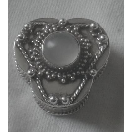 Greenish agate mini silver box